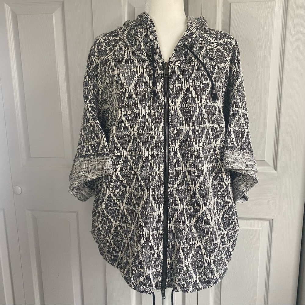 Free People Santa Fe Kimono 3/4 Sleeve Oversize Hooded Zippered Jacket Size S/P